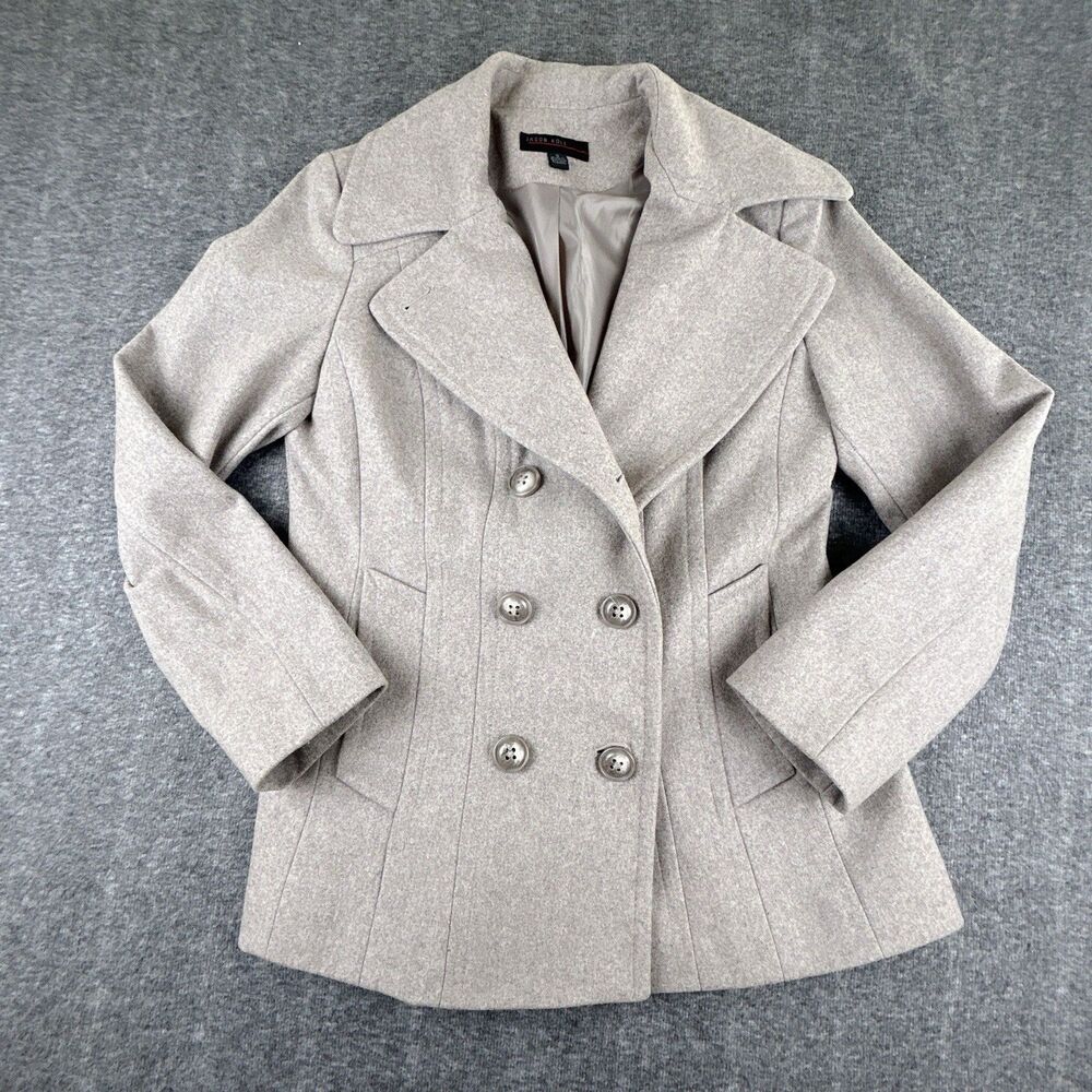 Jason Kole Peacoat Women’s Size S Wool Blend Double Breasted Oatmeal Color